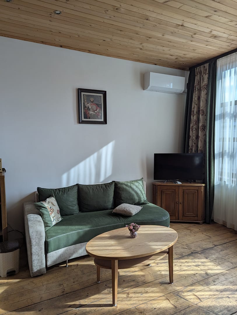 Cozy room at the hotel we stayed at in Veliko Tarnovo, perfect for budget travelers