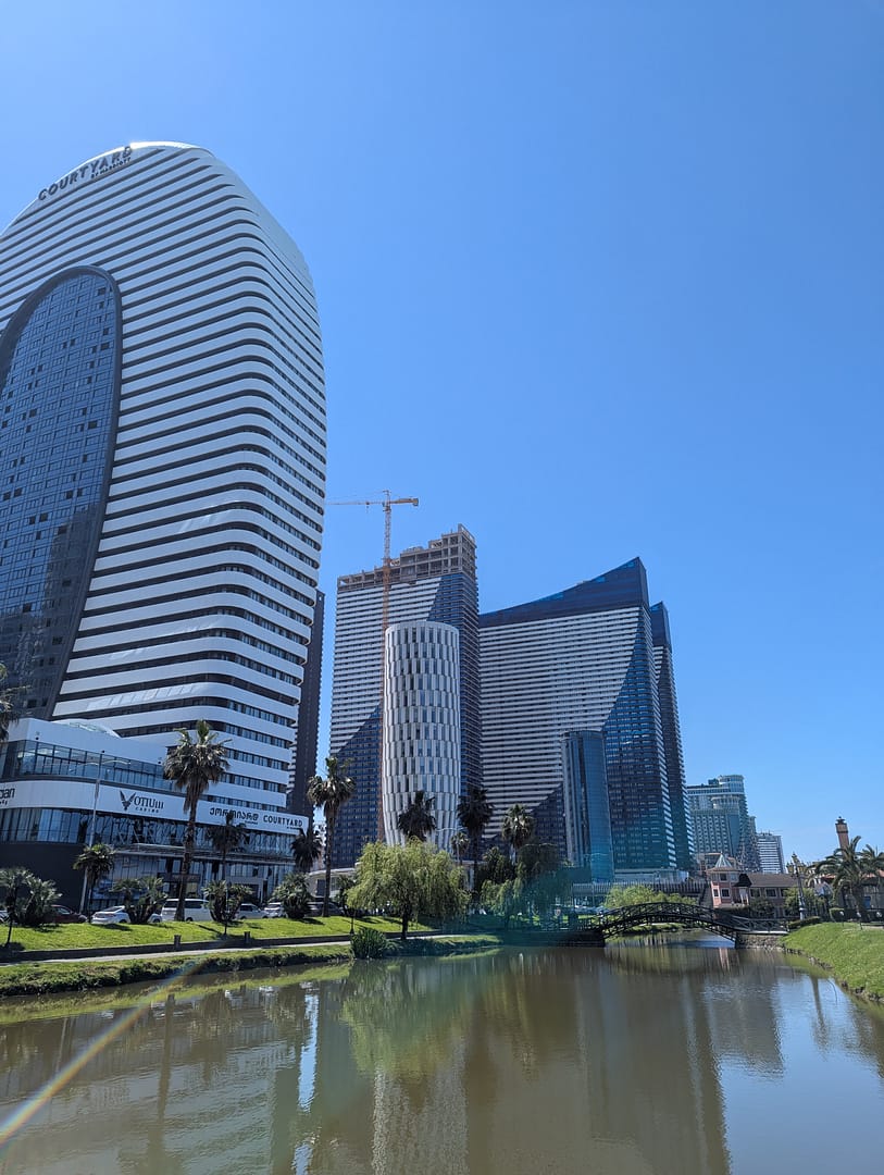 View of the Batumi skyline from Sarah and Callum’s hotel after arriving in the city