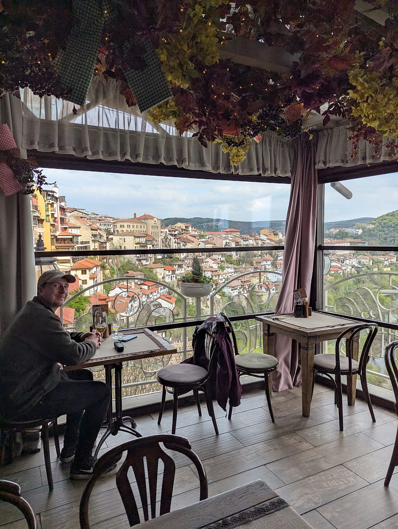 Stunning view from Shtastliveca restaurant overlooking Veliko Tarnovo