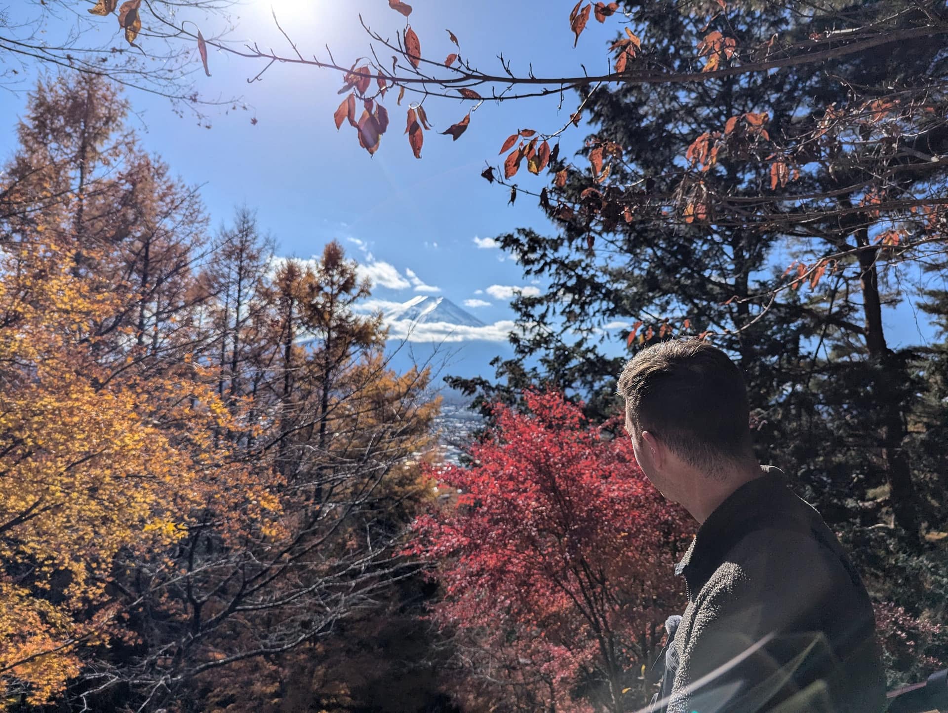 A photo of Callum overlooking Mt Fuji