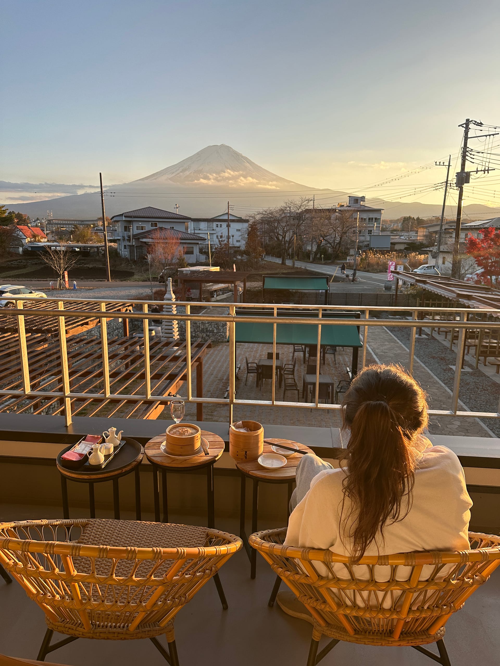 Mt Fuji views from a restaurant in Kawaguchiko 